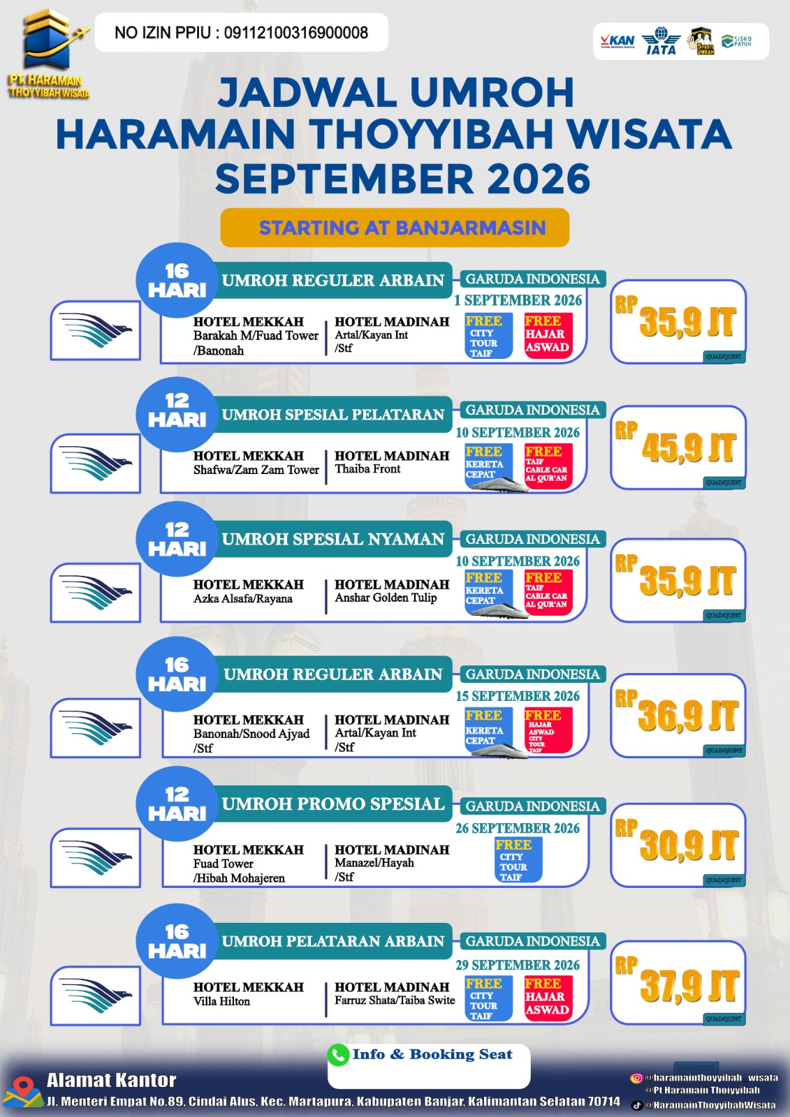 Jadwal September - Garuda